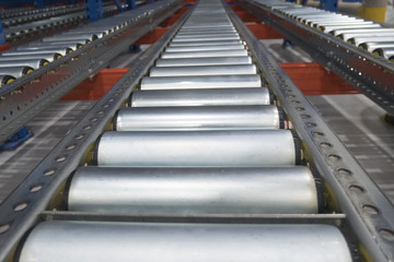 roller conveyor in beverage factory