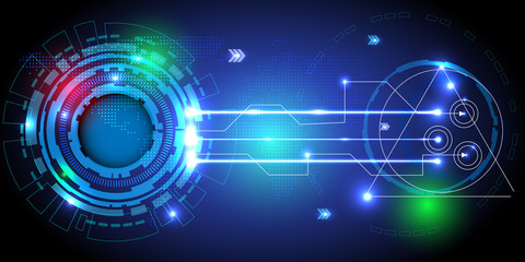 background abstract technology communication and Data transfer on world map, vector illustration