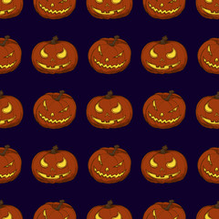 Halloween seamless pattern with pumpkins