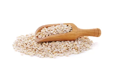 Fototapeten Barley grains isolated on white background. © nipaporn