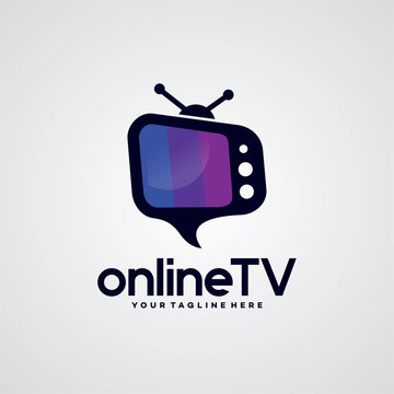Online TV Logo Template Design Vector, Emblem, Design Concept, Creative Symbol, Icon