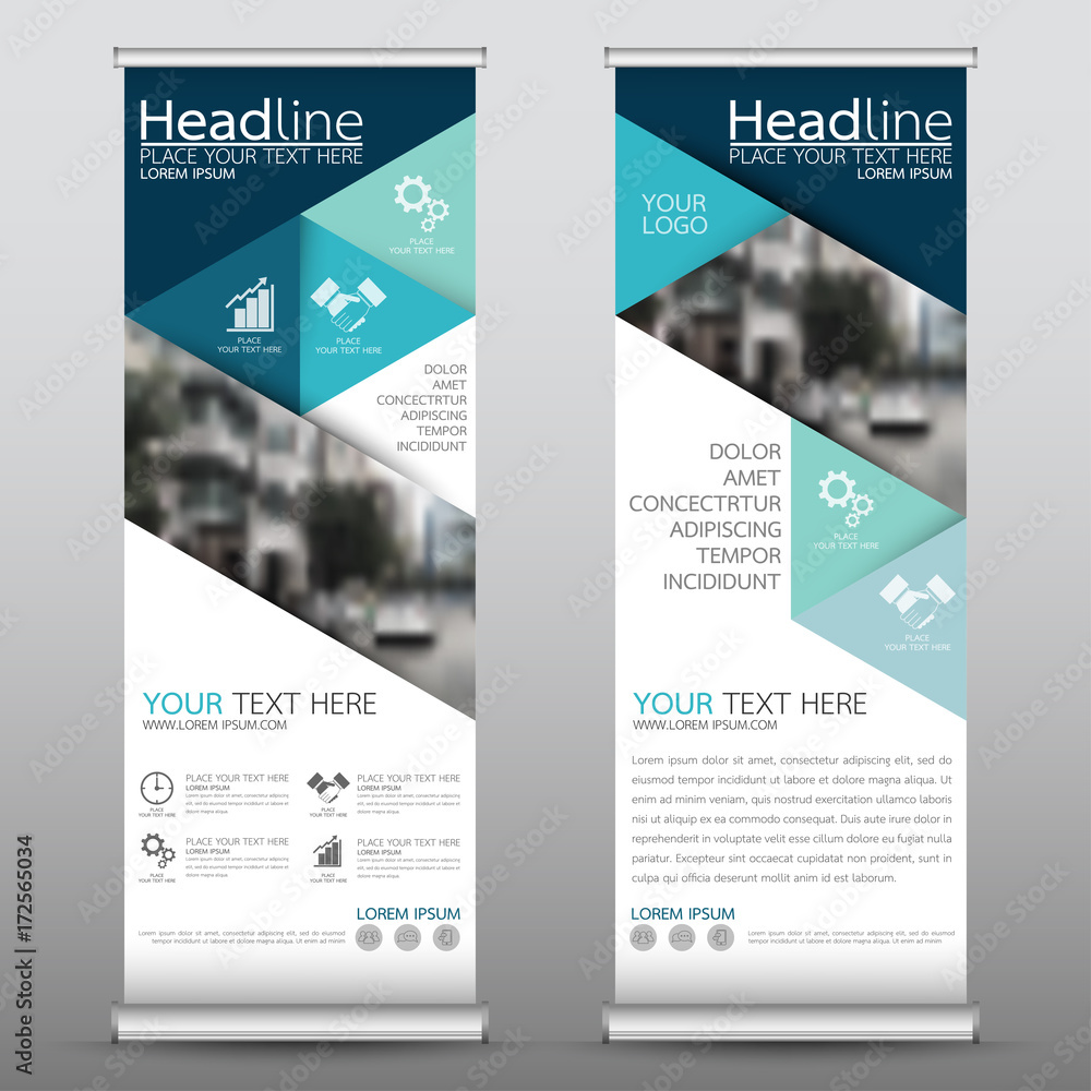Wall mural roll up business banner design vertical template vector, cover presentation abstract geometric backg