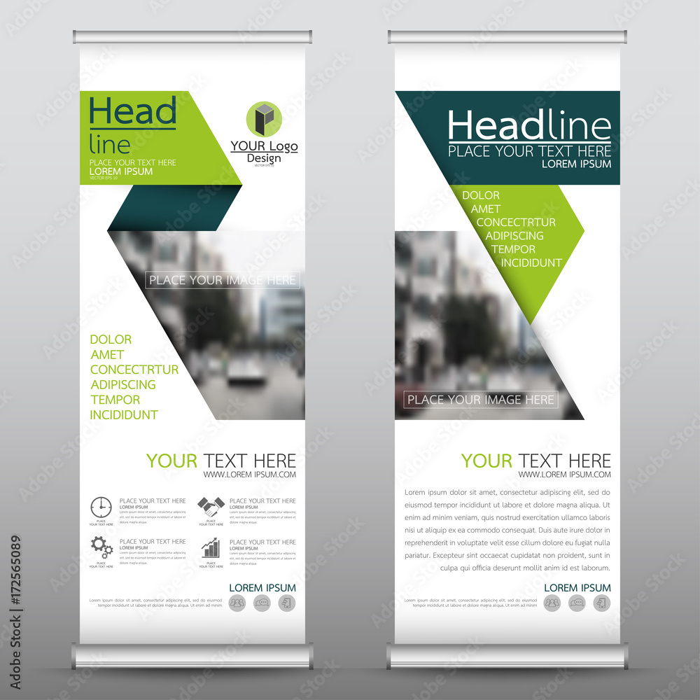 Wall mural roll up business banner design vertical template vector, cover presentation abstract geometric backg