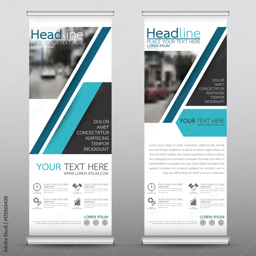 Wall mural roll up business banner design vertical template vector, cover presentation abstract geometric backg