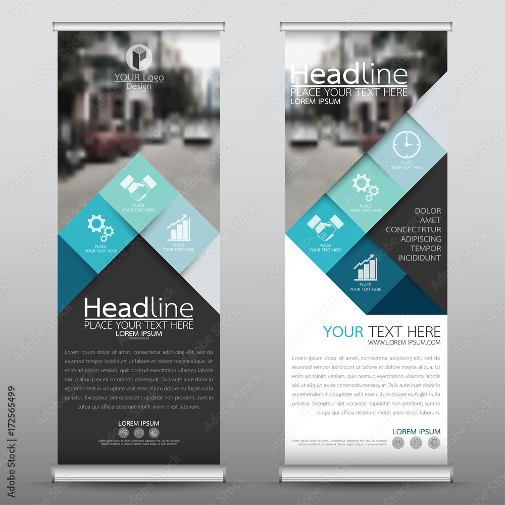 Wall mural roll up business banner design vertical template vector, cover presentation abstract geometric backg