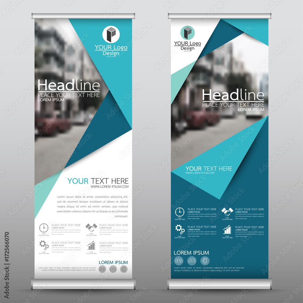 Wall mural roll up business banner design vertical template vector, cover presentation abstract geometric backg