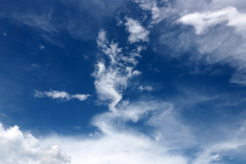 White clouds on blue sky for background.