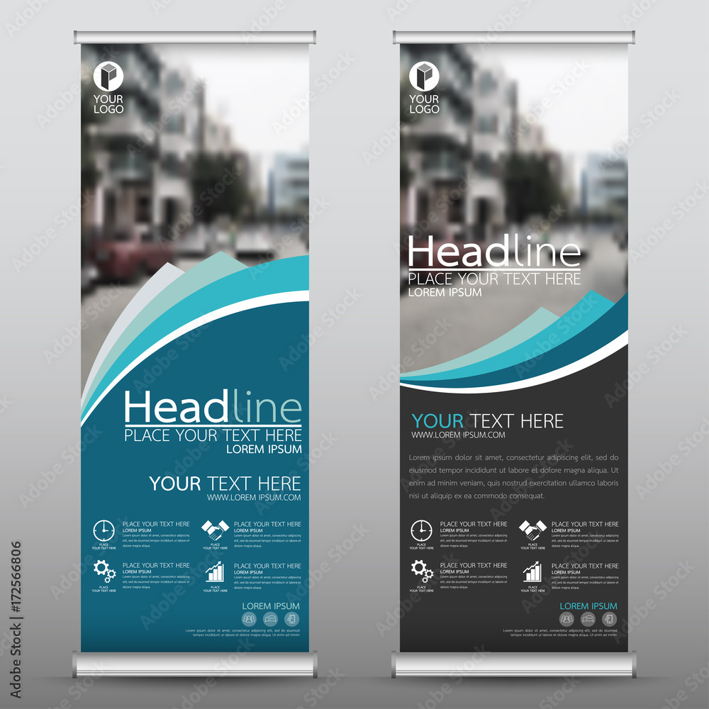Wall mural roll up business banner design vertical template vector, cover presentation abstract geometric backg