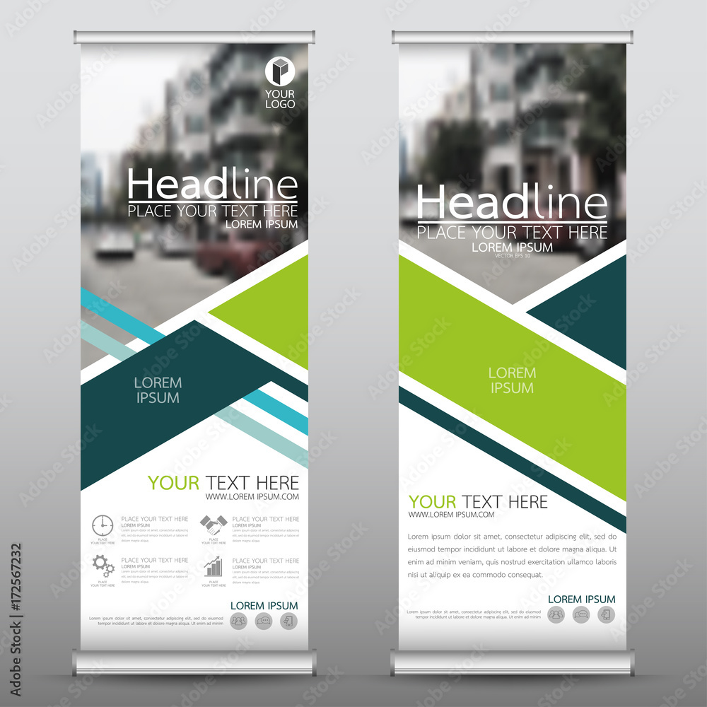 Wall mural roll up business banner design vertical template vector, cover presentation abstract geometric backg