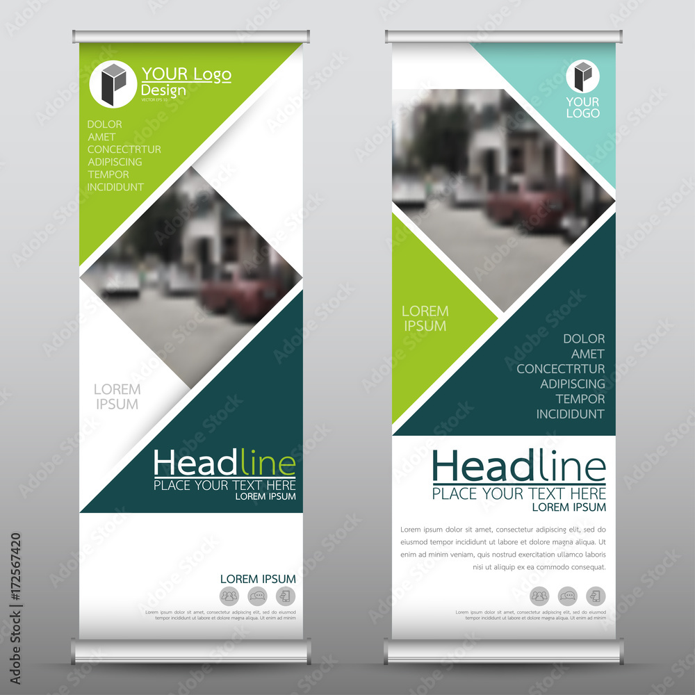 Wall mural roll up business banner design vertical template vector, cover presentation abstract geometric backg