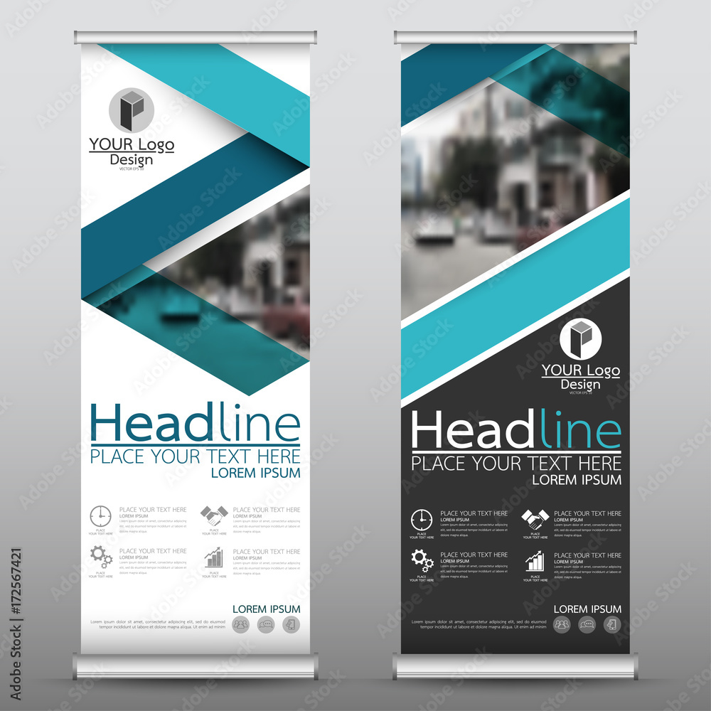 Wall mural roll up business banner design vertical template vector, cover presentation abstract geometric backg