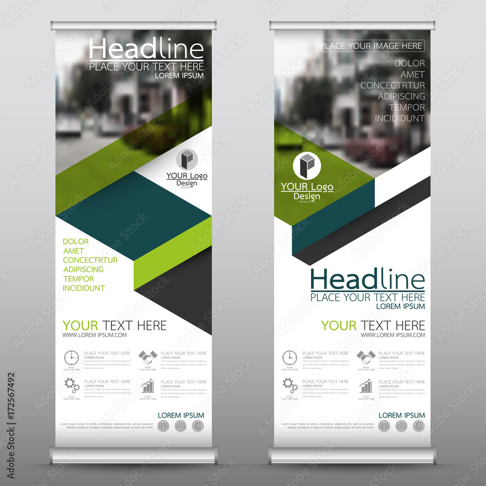 Wall mural roll up business banner design vertical template vector, cover presentation abstract geometric backg