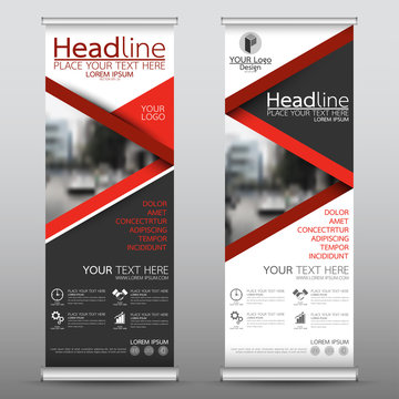 Roll up business banner design vertical template vector, cover presentation abstract geometric background, modern publication display and flag-banner, layout in rectangle size.