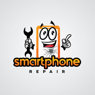 Smartphone Repair Logo Template Design Vector, Design Concept, Character Logo Designs Template 