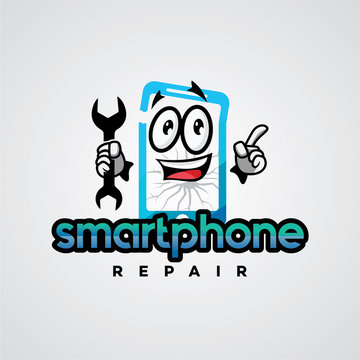 Smartphone Repair Logo Template Design Vector, Design Concept, Character Logo Designs Template 