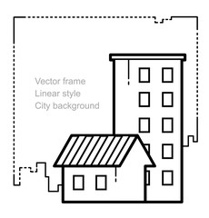 cottage and high-rise building banner