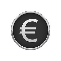 Obraz premium Silver black round badge with euro sign