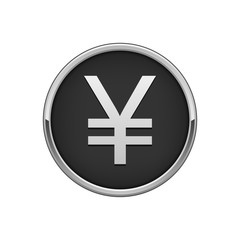 Obraz premium Silver black round badge with Japanese yen sign