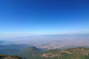 Naklejka premium Beautiful scene view of Kew Mae Pan Nature Trail in Doi Inthanon National Park, Chiang Mai , Thailand