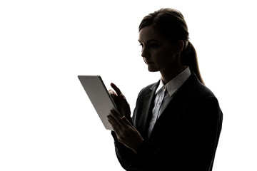 Silhouette of caucasian businesswoman. Business concept.