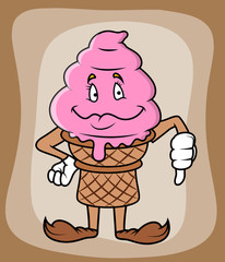 Cartoon Ice Cream Showing Thumb Down