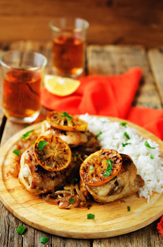 Maroccan lemon chicken with rice