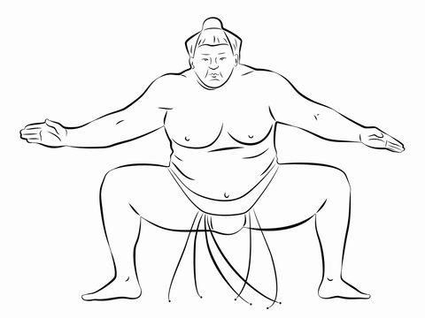 illustration of sumo wrestler, vector draw
