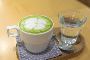 greentea latte with a flower art