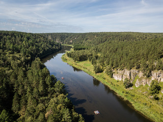 rocky landscape on the river Ai. Aerial view
