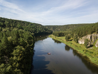 Fototapeta na wymiar rocky landscape on the river Ai. Aerial view