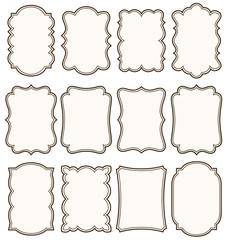 Vector set of decorative vintage tags, frames for scrapbook and wedding invitation design