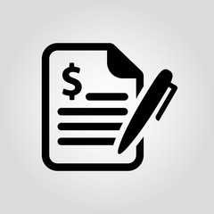 Receipt vector icon, isolated invoice, blank or financial paper