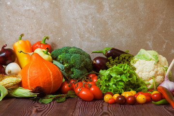 Vegetables harvest raw eating healthy diet concept fresh food