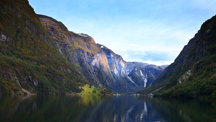 Naklejka na ściany i meble Scenic landscapes of the Norwegian fjords.