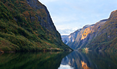 Fototapeta na wymiar Scenic landscapes of the Norwegian fjords.