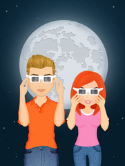 couple look the eclipse