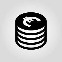 Euro coin isolated flat vector icon