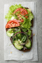 Healthy Vegan sandwich on gray