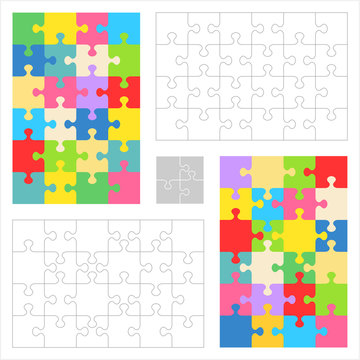 Jigsaw puzzles 4x6 and 6x4 blank templates (cutting guidelines) and colorful patterns of trendy colors. Overlay your image to get custom jigsaw puzzle.
