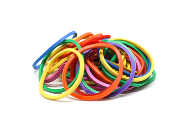 Rubber bands isolated on white background.