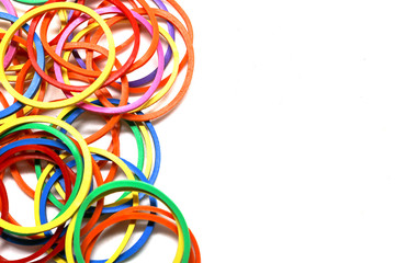 Rubber bands isolated on white background.