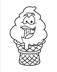Drawing Art of Laughing Cartoon Ice Cream