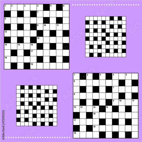 "Real size crossword puzzle grids 10x10 squares with corresponding answer grids " Stock image