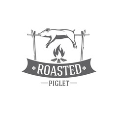 pig roasted vector emblem 