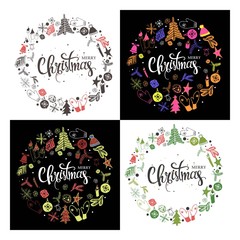 Set Christmas greeting cards