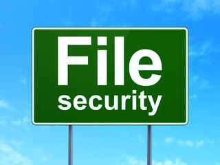 Privacy concept: File Security on road sign background
