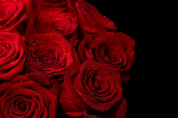 Bouquet of fresh roses, flower bright background.