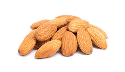 Group of almonds isolated on white background