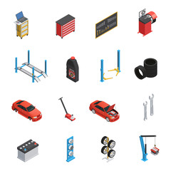 Car Maintenance Service Isometric icons 