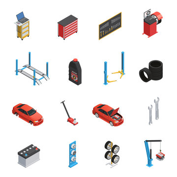 Car Maintenance Service Isometric icons 